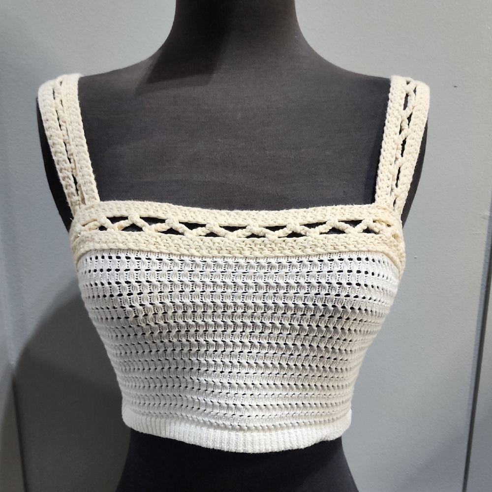 House of Harlow 1960 White Fitted Crop Tank Top
